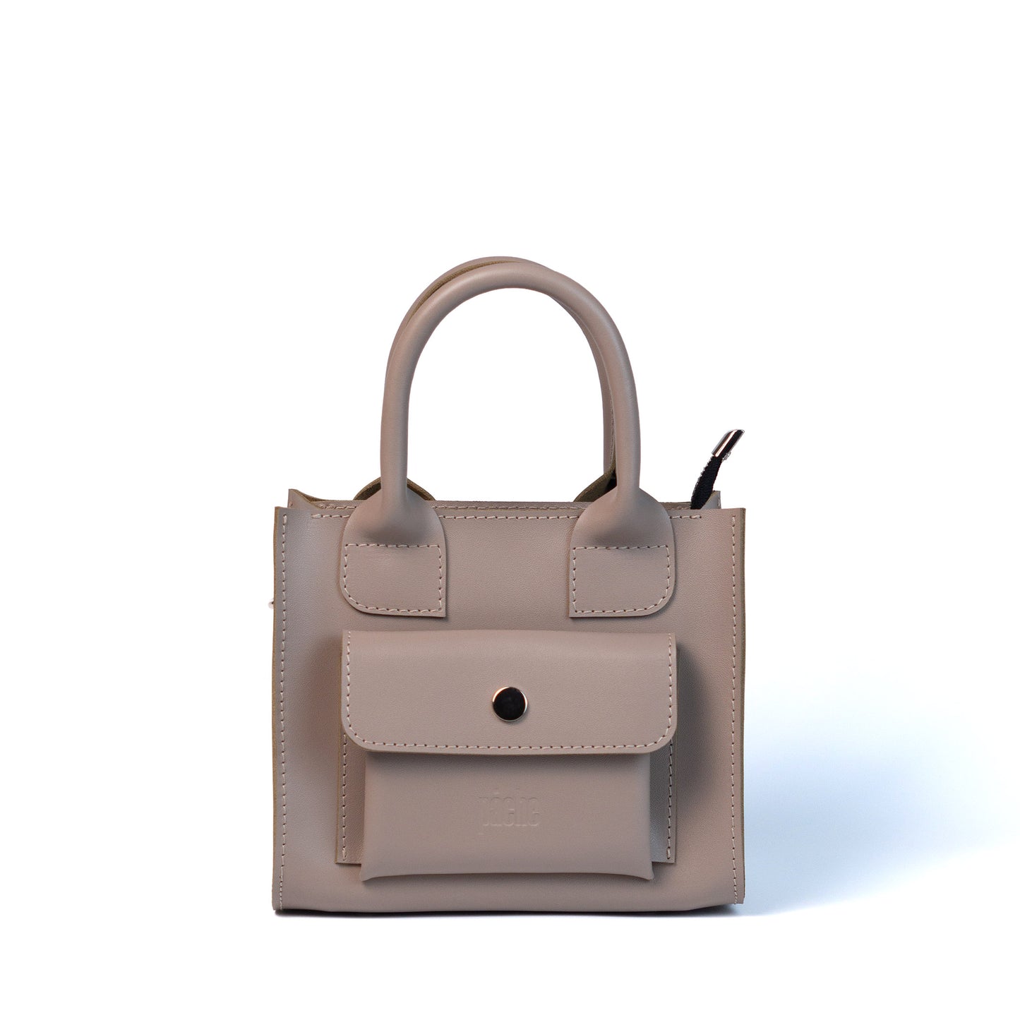 White Leather Mini Tote Bag for Women - Pache Sigil