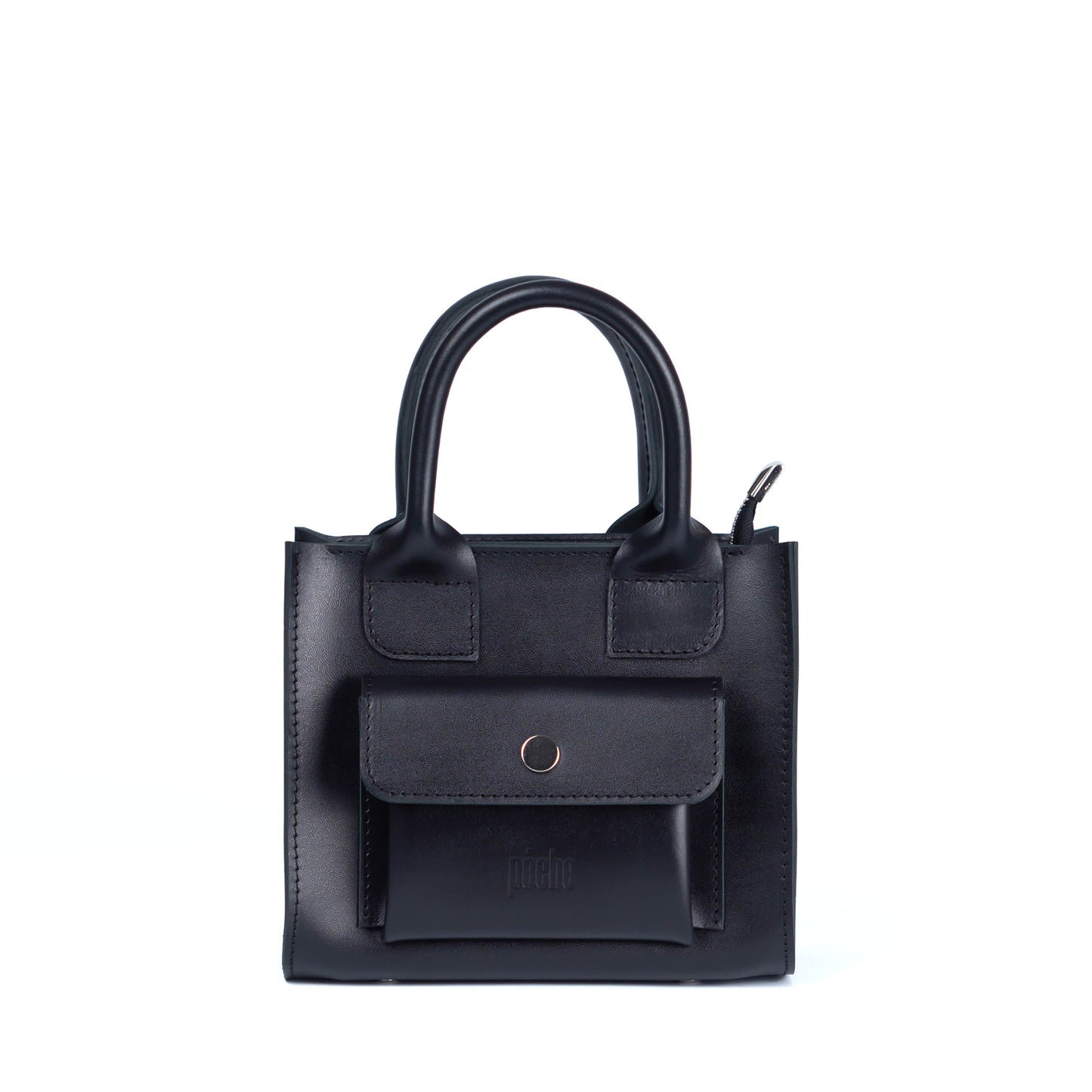 Gray Leather Mini Tote Bag for Women - Pache Sigil