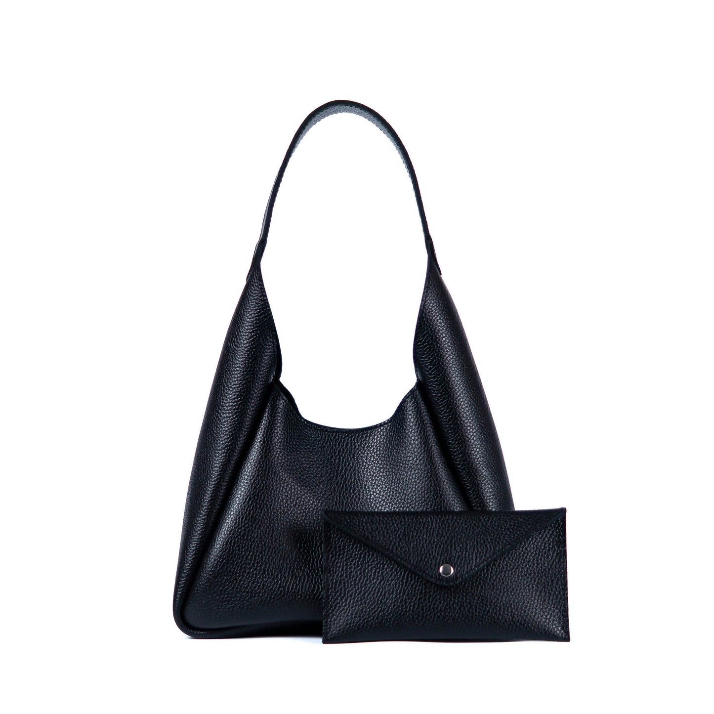 Blue Leather Hobo Bag for Women - Pache Torba - Pache
