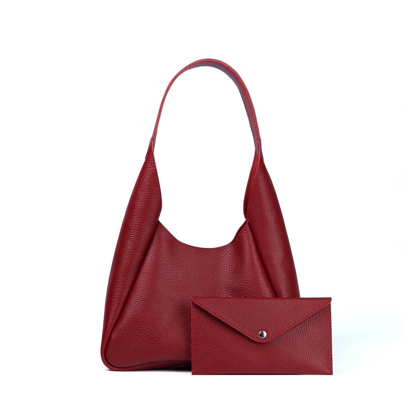 Black Leather Hobo Bag for Women - Pache Torba - Pache