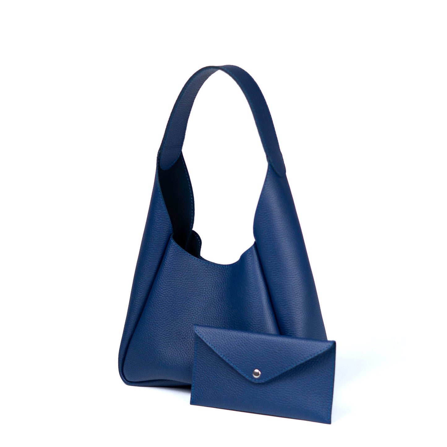 Blue Leather Hobo Bag for Women - Pache Torba