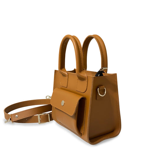 Brown Leather Mini Tote Bag for Women - Pache Sigil - Pache