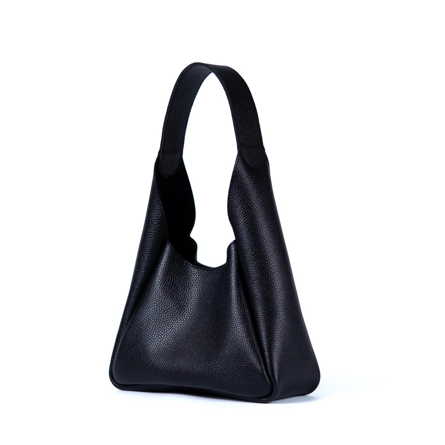 Black Leather Hobo Bag for Women - Pache Torba - Pache