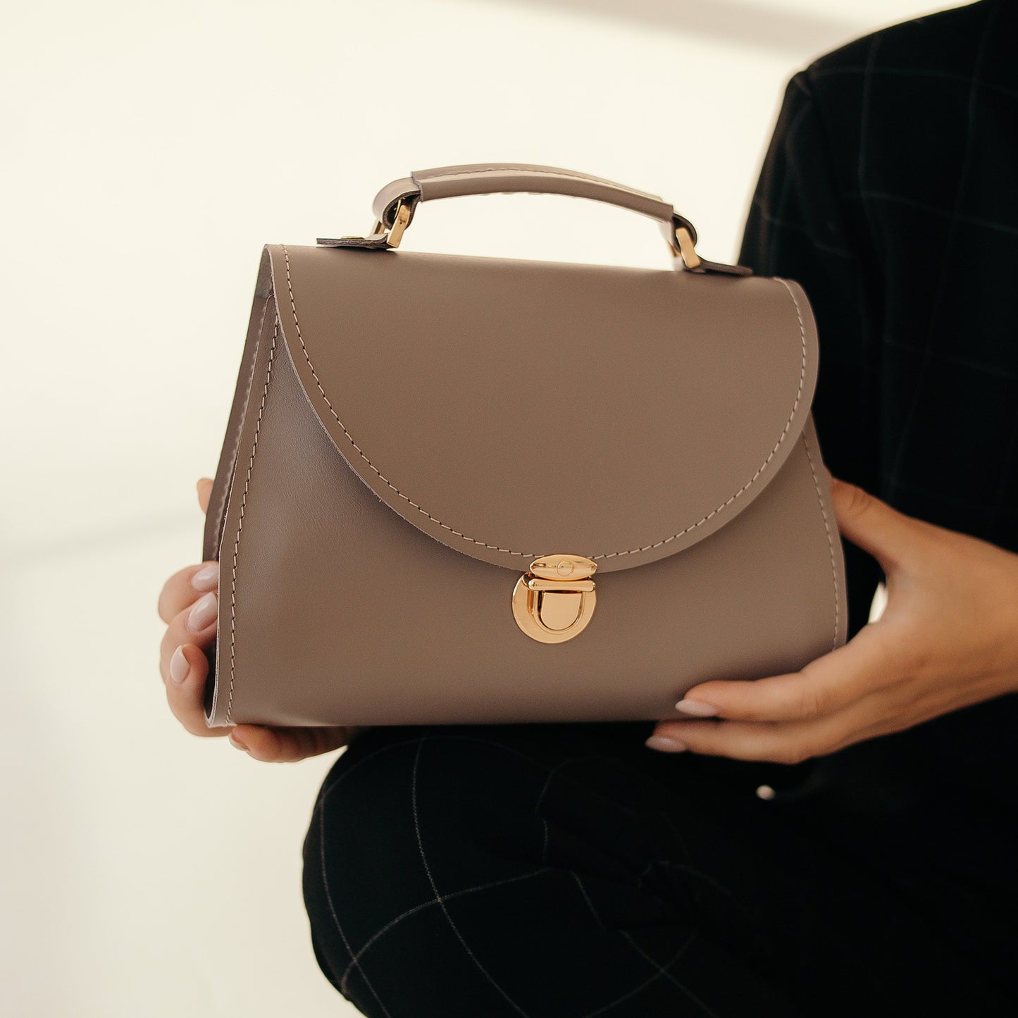 Grey Leather Bag for Women - Pache Taistra - Pache
