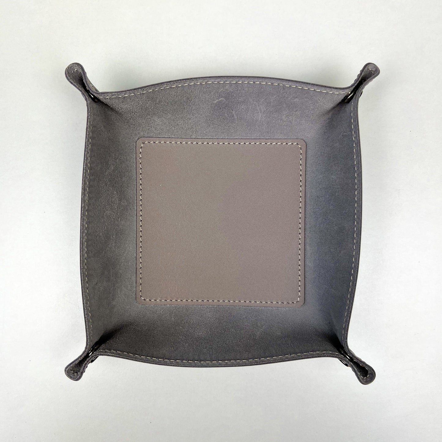 Gray Leather Desk Organizer For Keys, Glasses And Small Items
