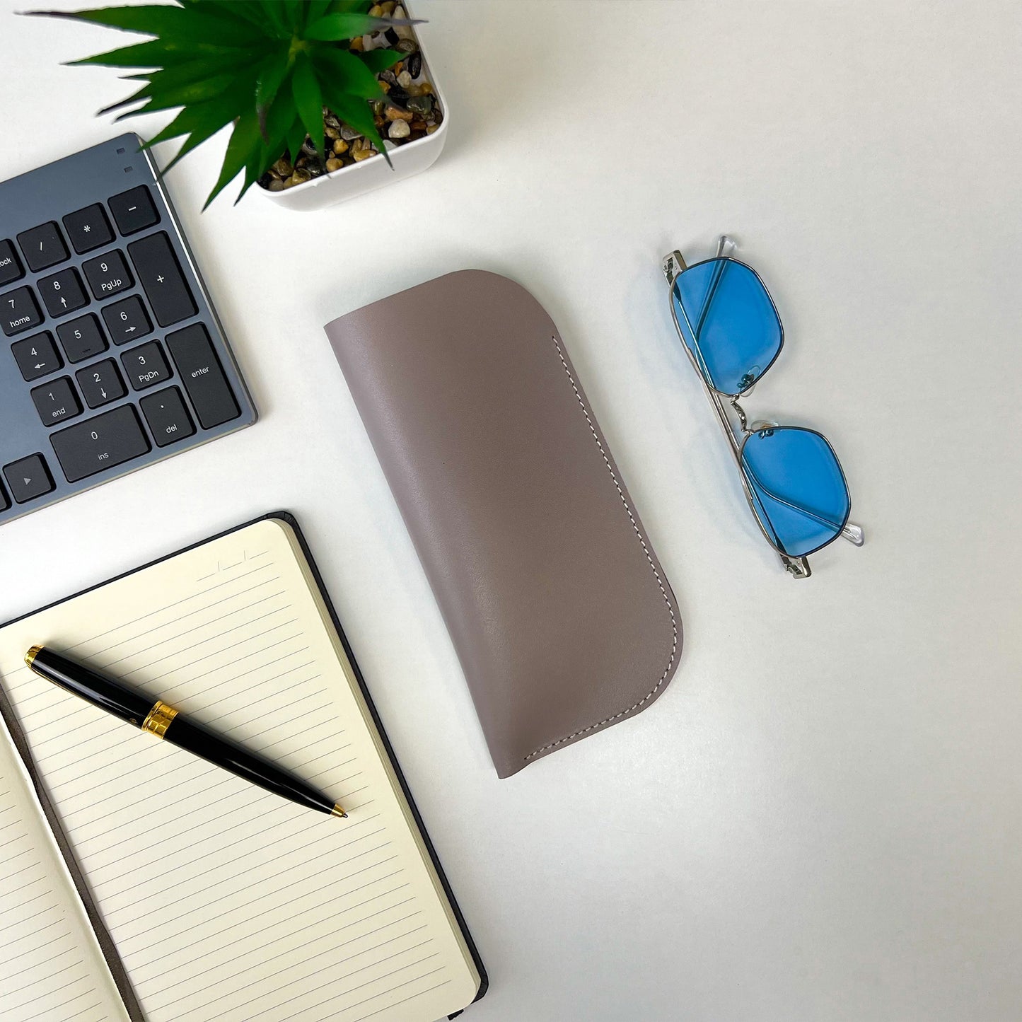 Gray Leather Glasses Case - Pache Mili - Pache