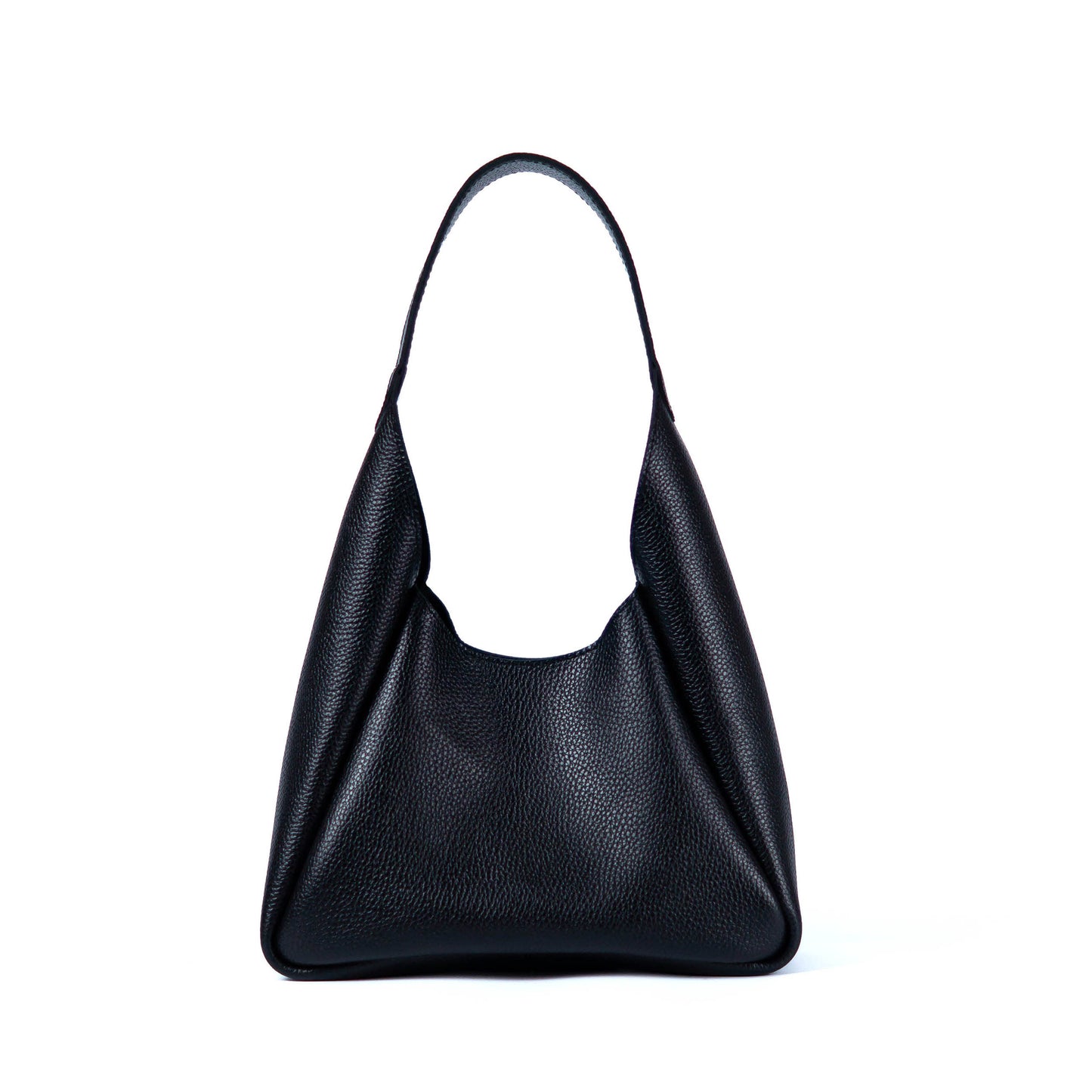 Black Leather Hobo Bag for Women - Pache Torba - Pache