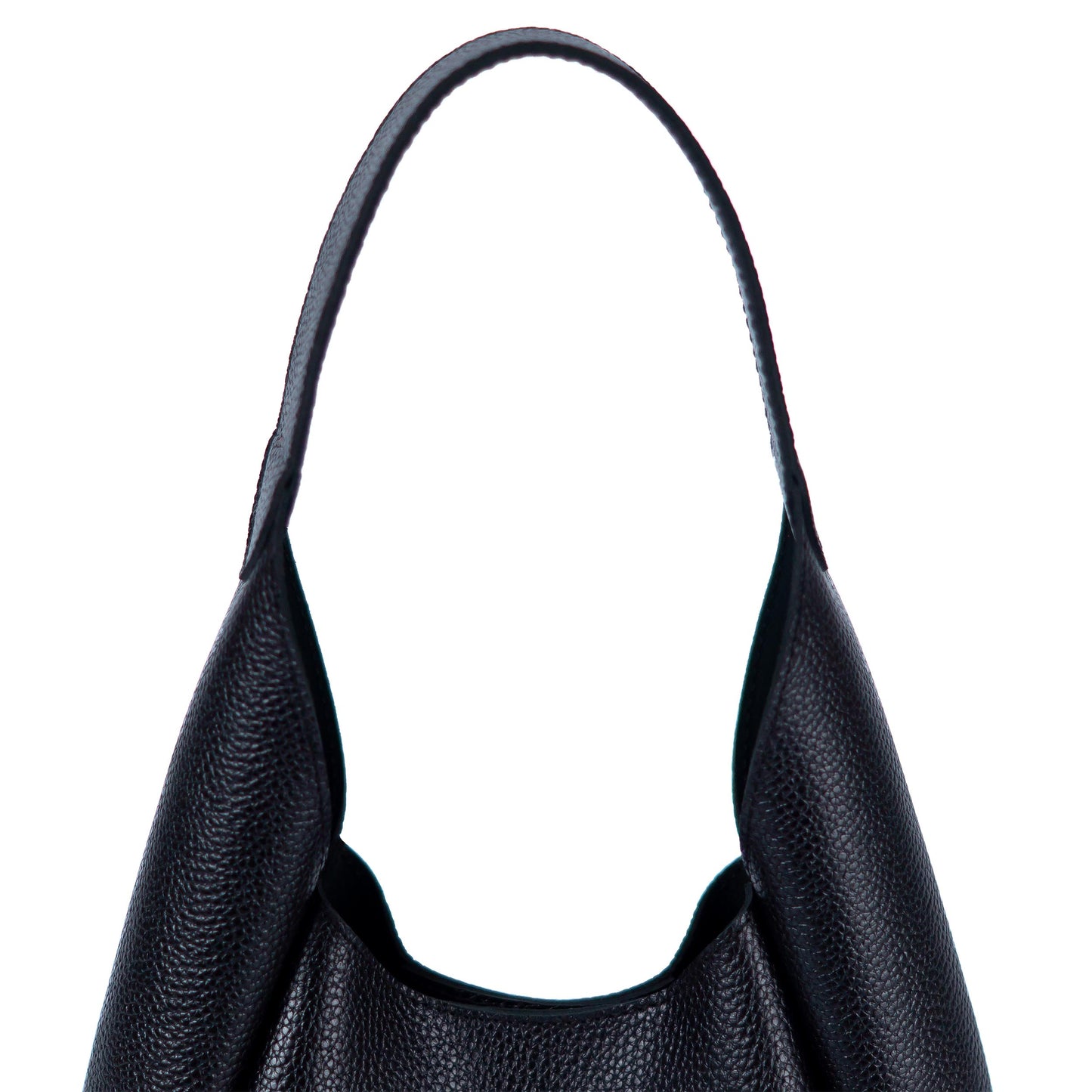 Black Leather Hobo Bag for Women - Pache Torba - Pache