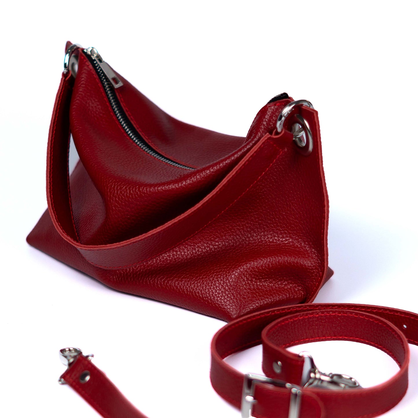 Red Soft Leather Bag for Women - Pache Vivere