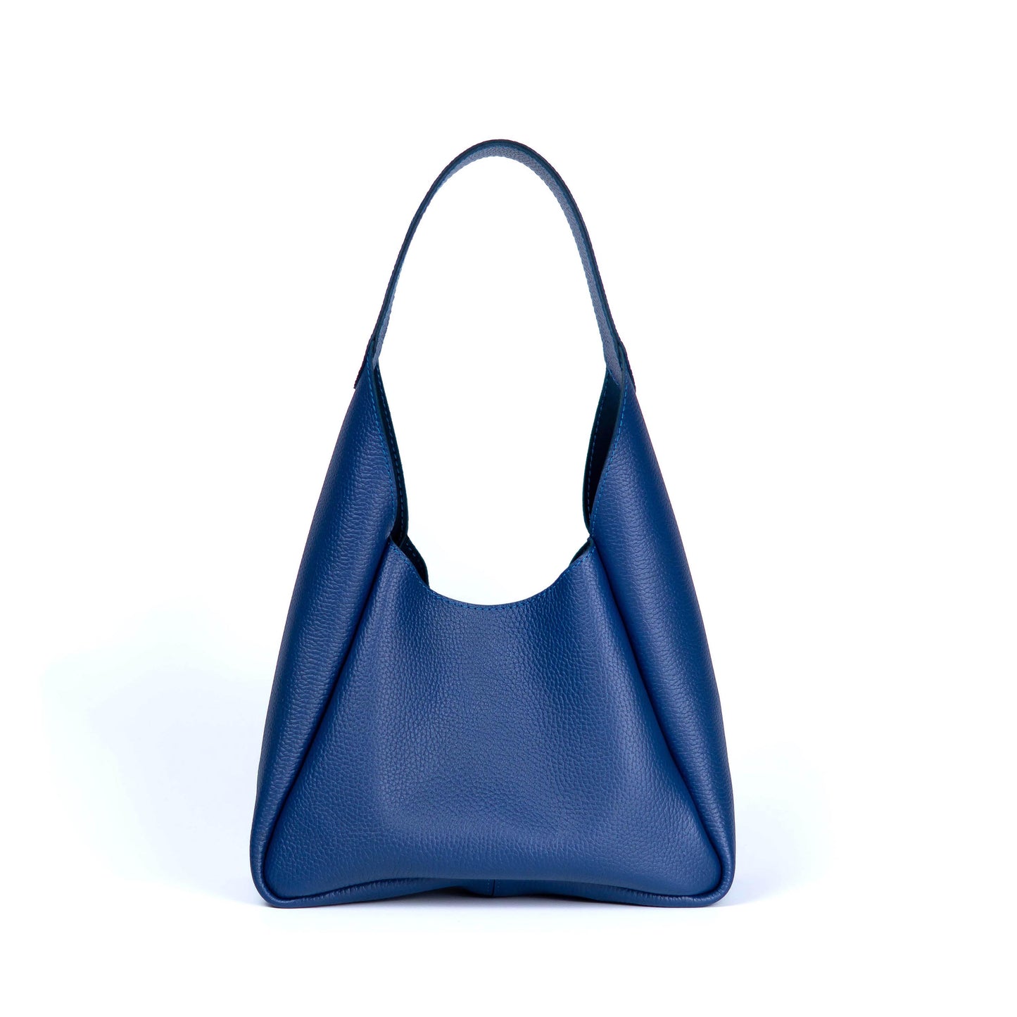 Blue Leather Hobo Bag for Women - Pache Torba - Pache