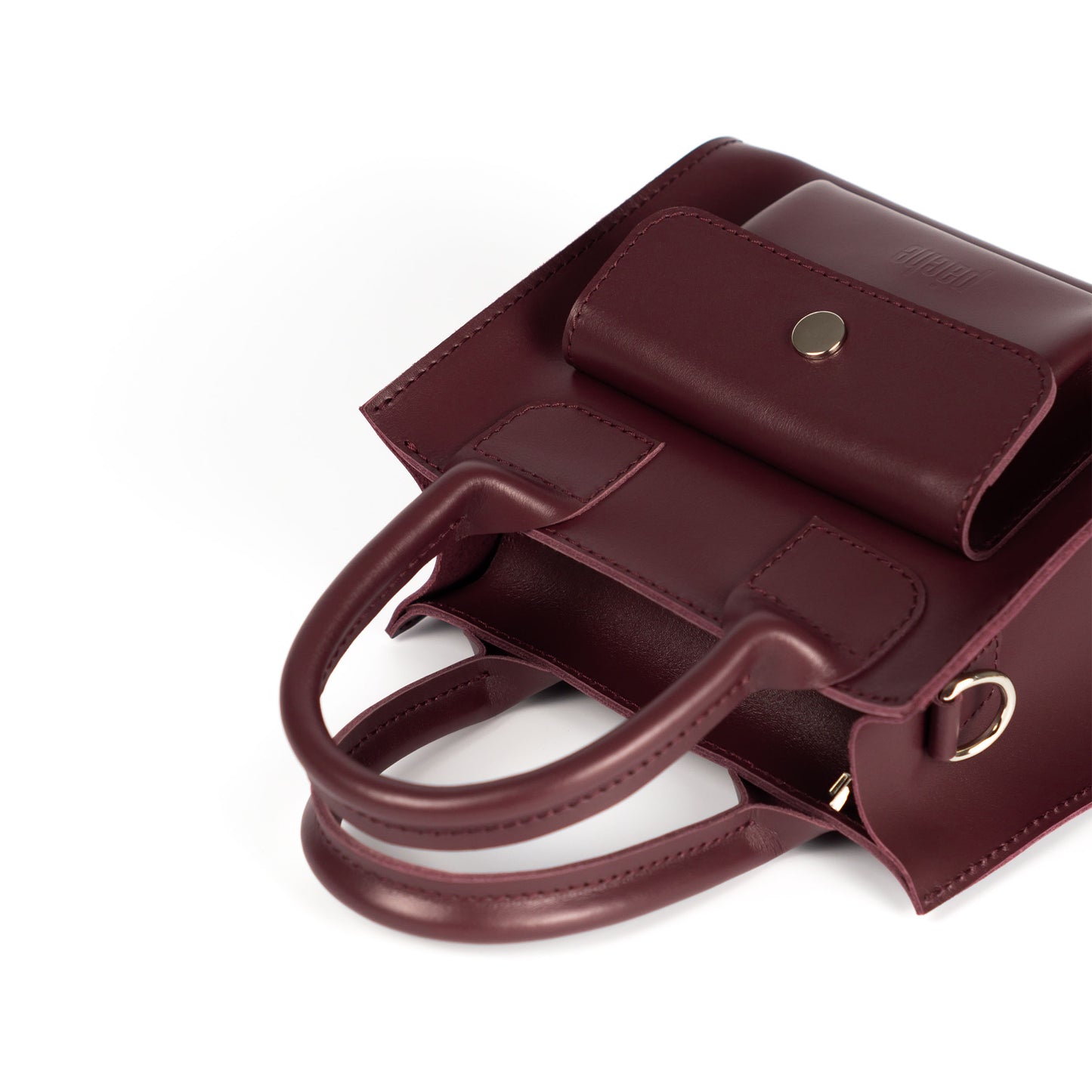 Burgundy Leather Mini Tote Bag for Women - Pache Sigil