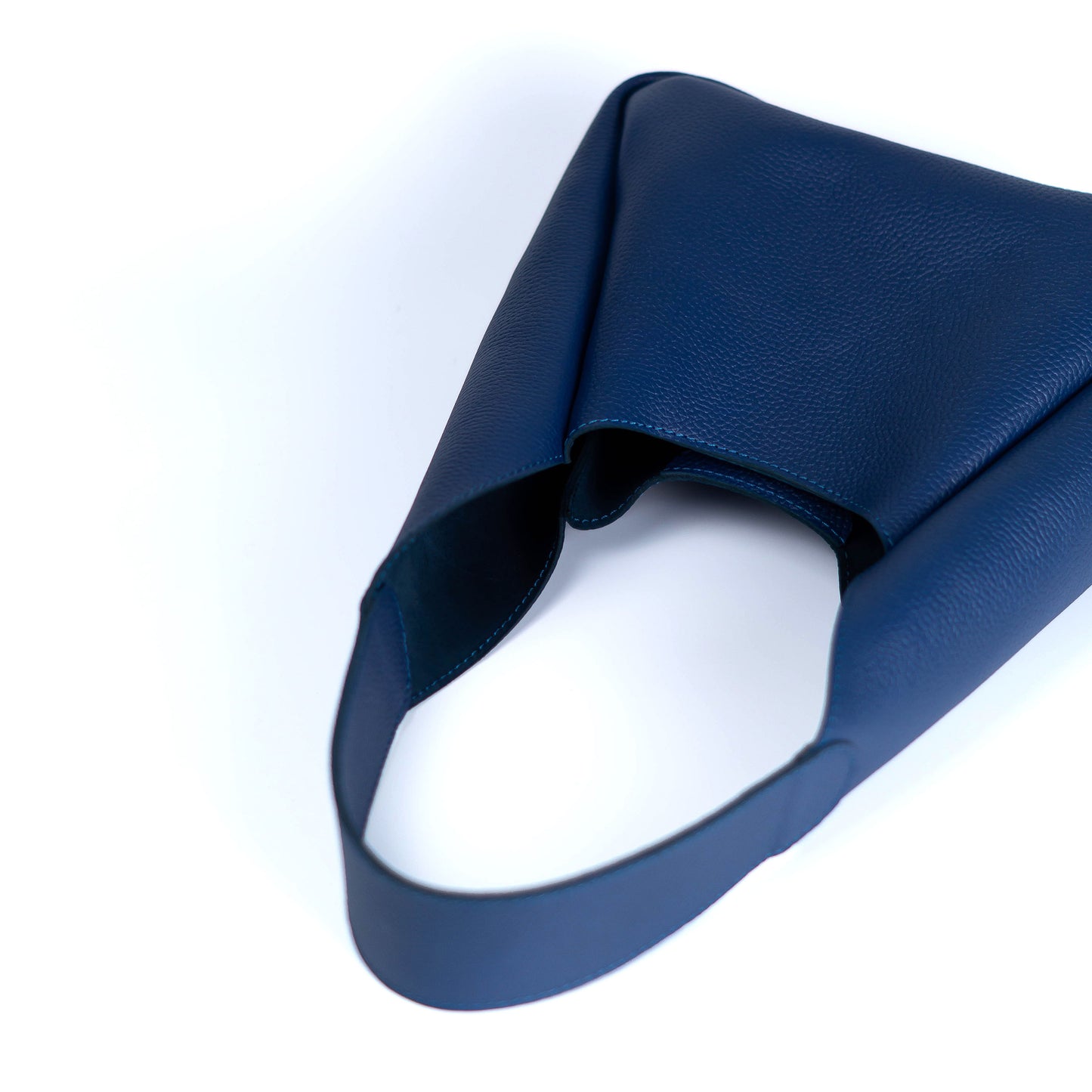 Blue Leather Hobo Bag for Women - Pache Torba - Pache