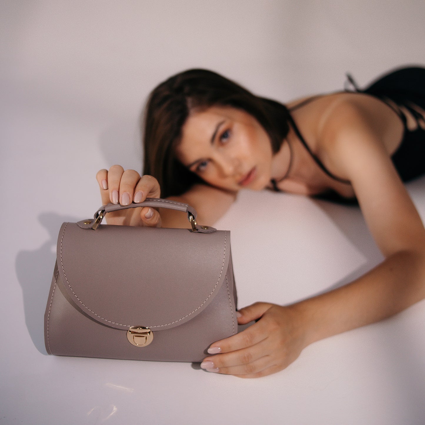 Grey Leather Bag for Women - Pache Taistra - Pache