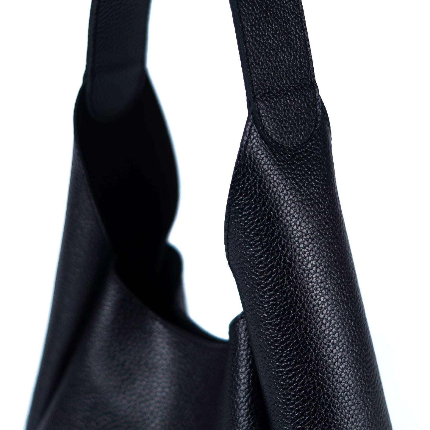 Black Leather Hobo Bag for Women - Pache Torba - Pache