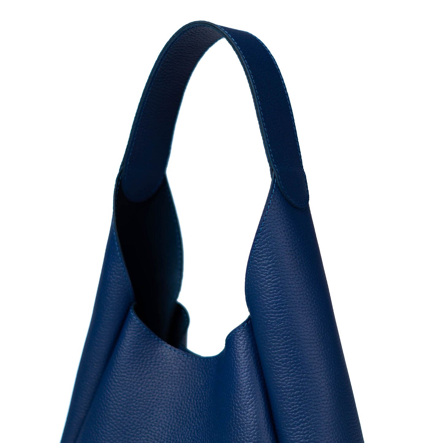 Blue Leather Hobo Bag for Women - Pache Torba - Pache