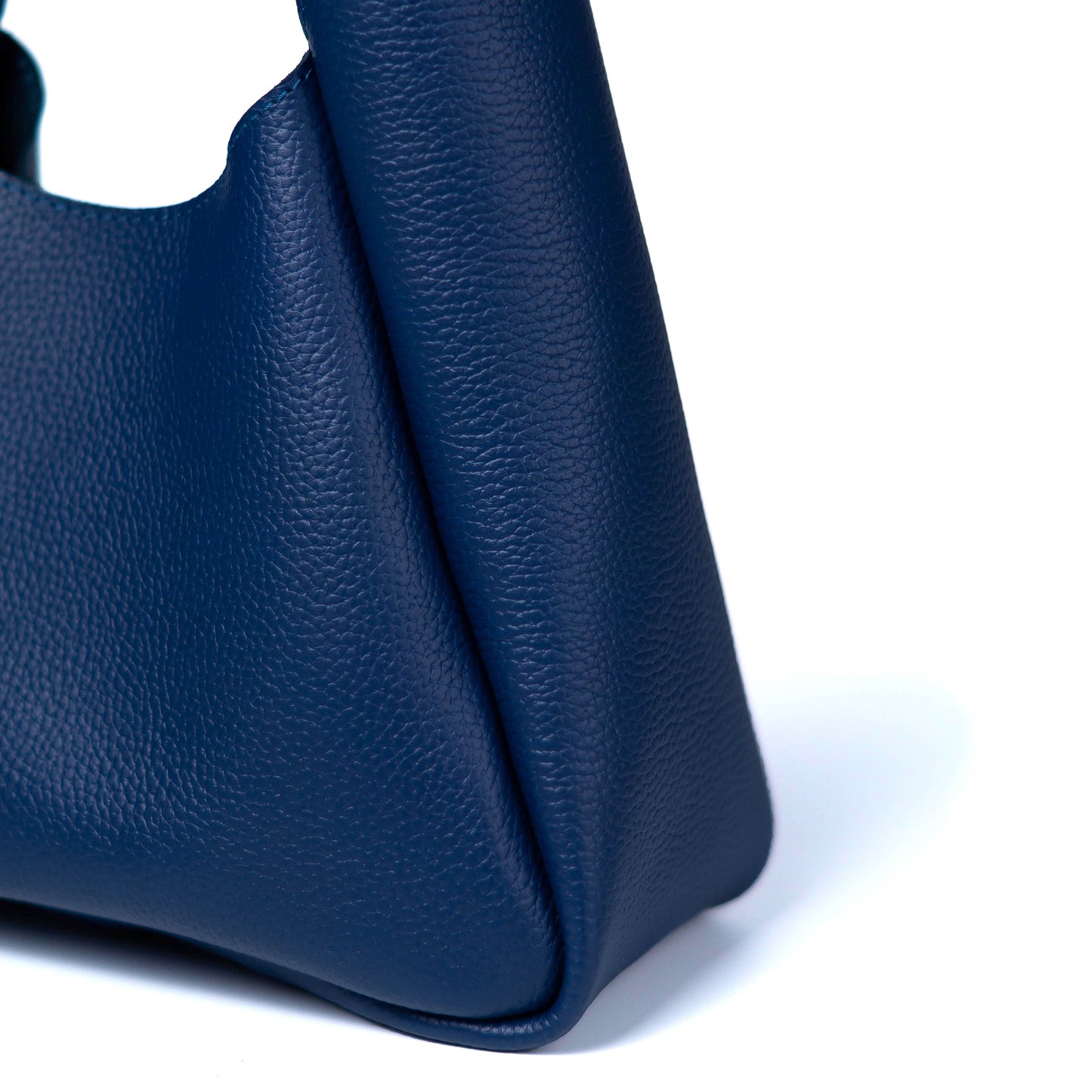 Blue Leather Hobo Bag for Women - Pache Torba - Pache