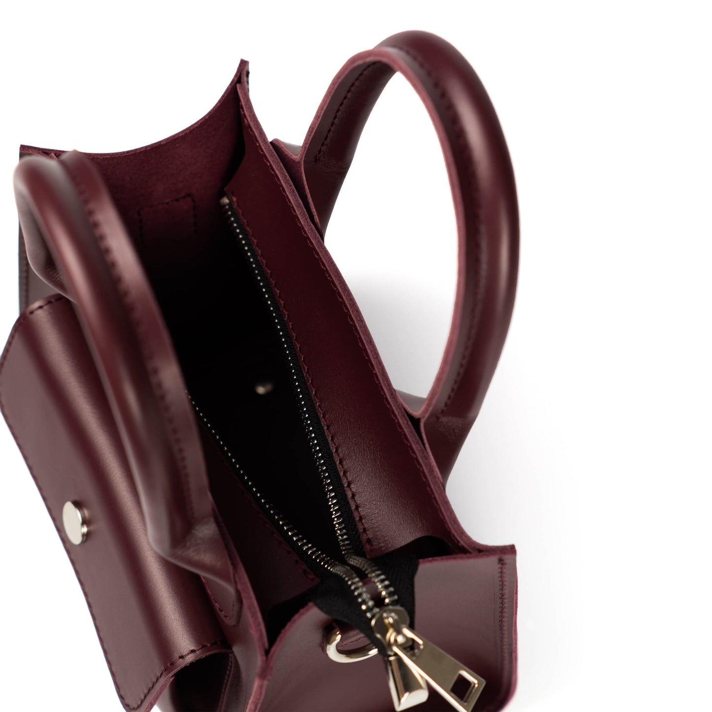 Burgundy Leather Mini Tote Bag for Women - Pache Sigil