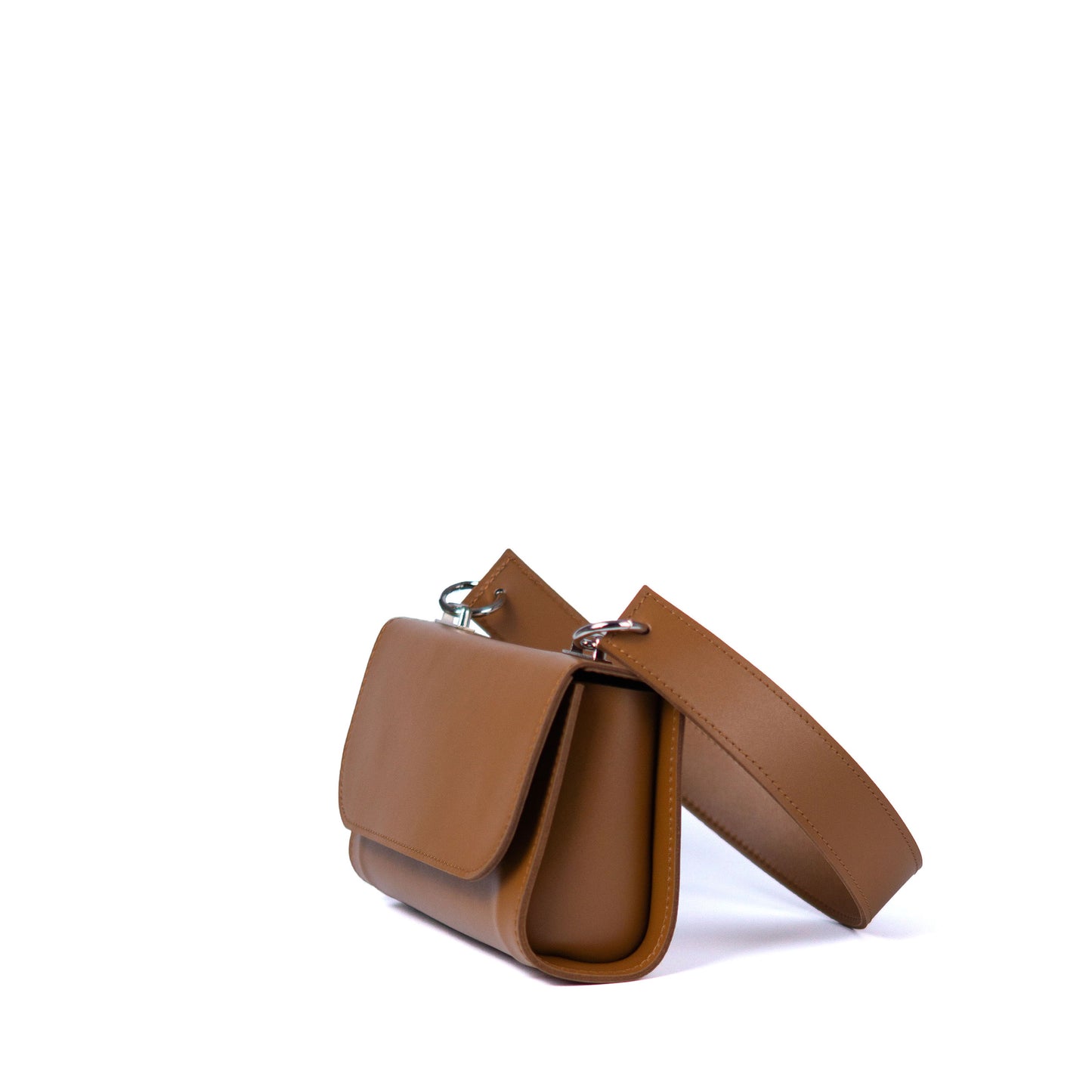 Brown Leather Baguette Bag for Women - Pache Tabala