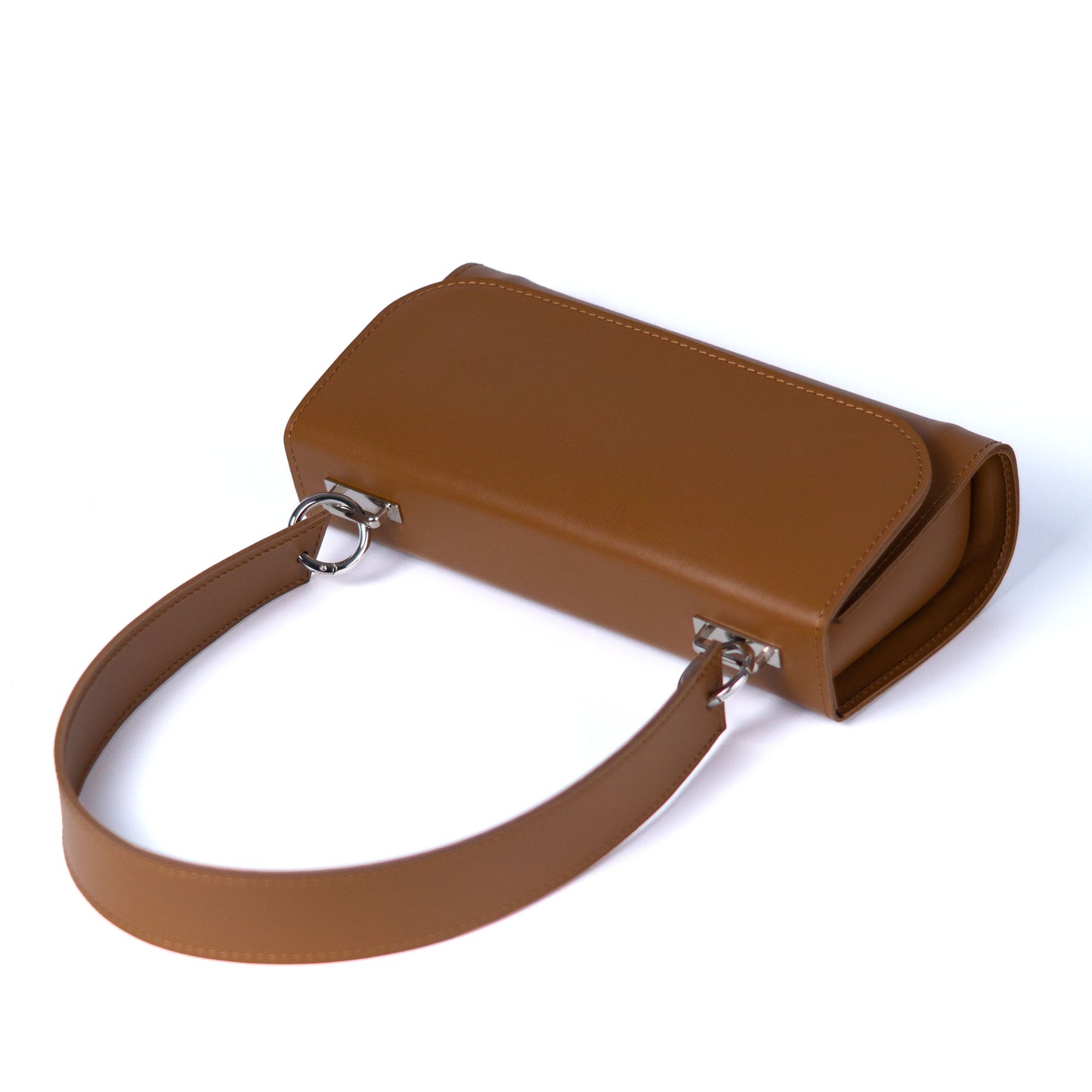 Brown Leather Baguette Bag for Women - Pache Tabala