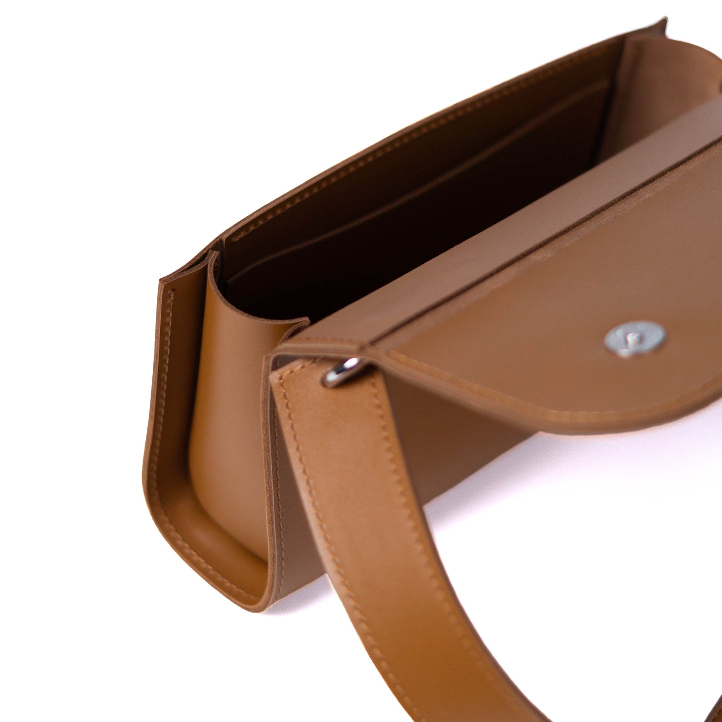 Brown Leather Baguette Bag for Women - Pache Tabala