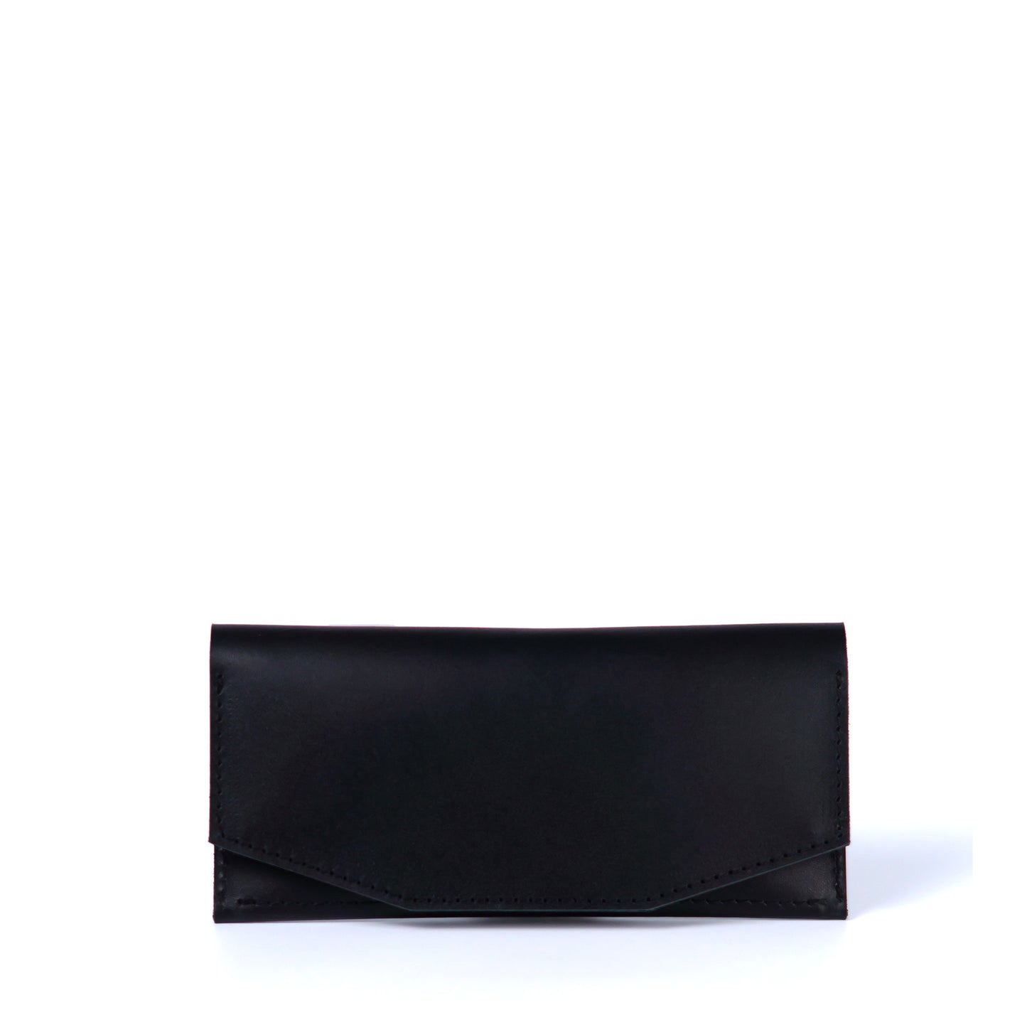 Black handmade leather wallet for women, slim minimalist design, Beyra by Pache
