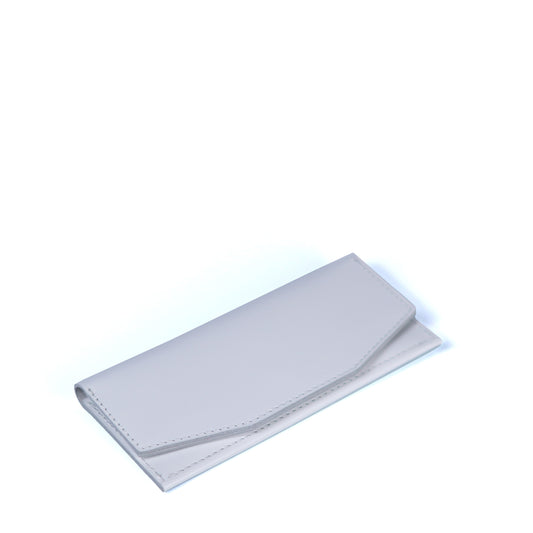 White slim leather wallet for women, minimalist handmade wallet, angled view
