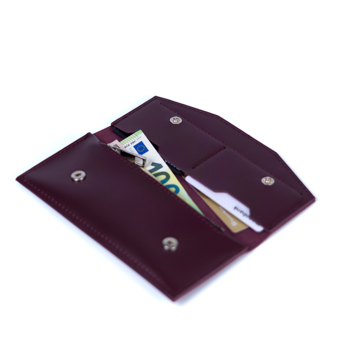 Burgundy Leather Wallet for Men and Women - Pache Beyra