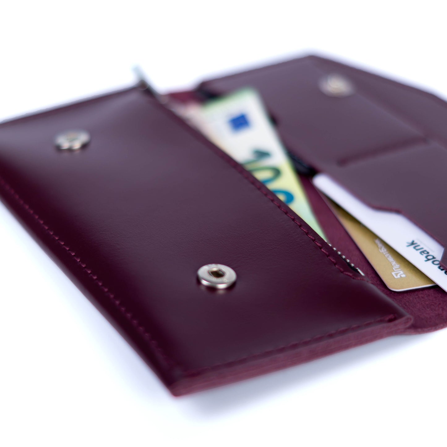 Burgundy Leather Wallet for Men and Women - Pache Beyra