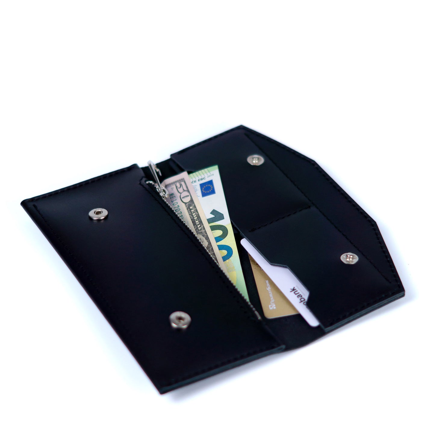 Black Leather Wallet for Men and Women - Pache Beyra