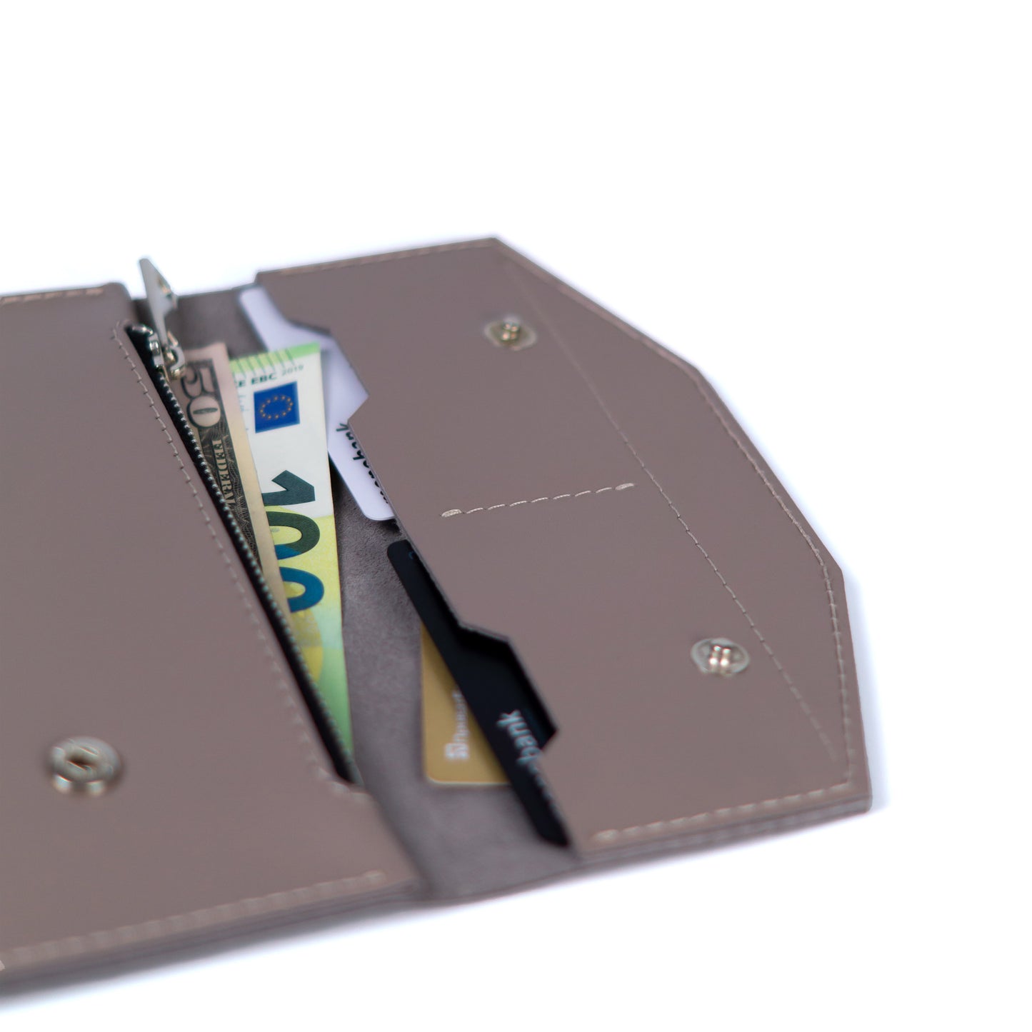 Grey Leather Wallet for Men and Women - Pache Beyra