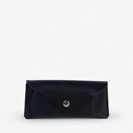 Black Leather Glasses Case with Clasp - Pache Vista - Pache
