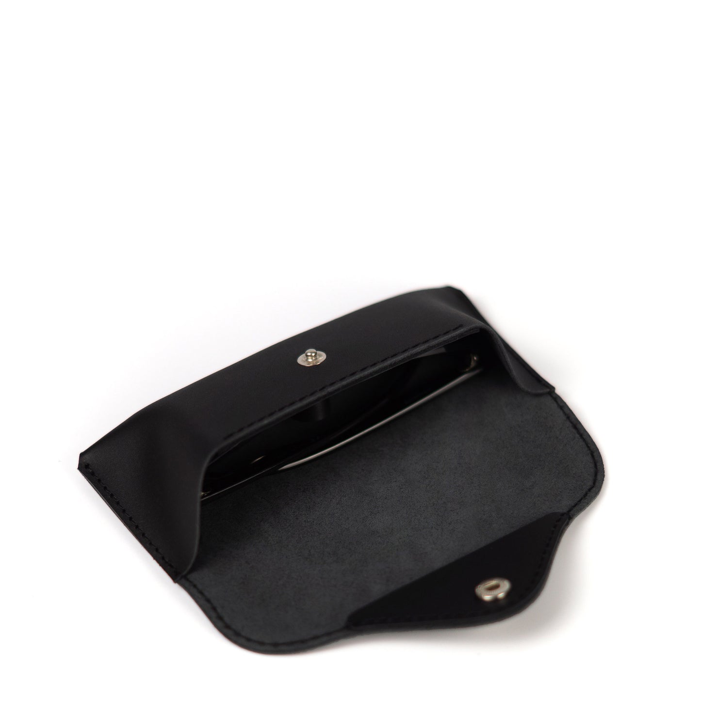 Black Leather Glasses Case with Clasp - Pache Vista