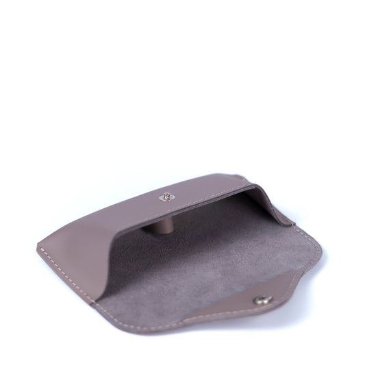 Grey Leather Glasses Case with Clasp - Pache Vista - Pache