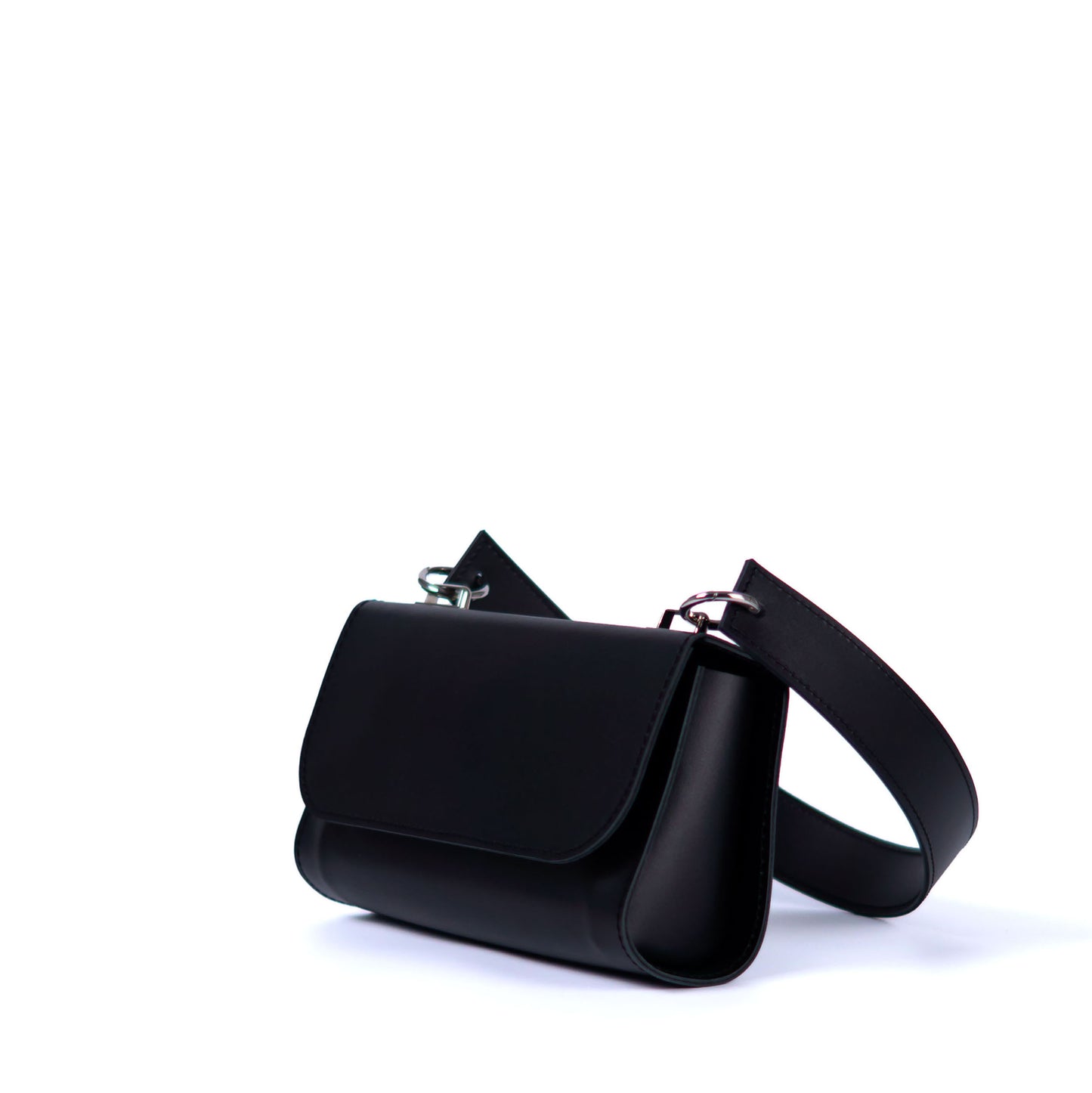 Black Leather Baguette Bag for Women - Pache Tabala