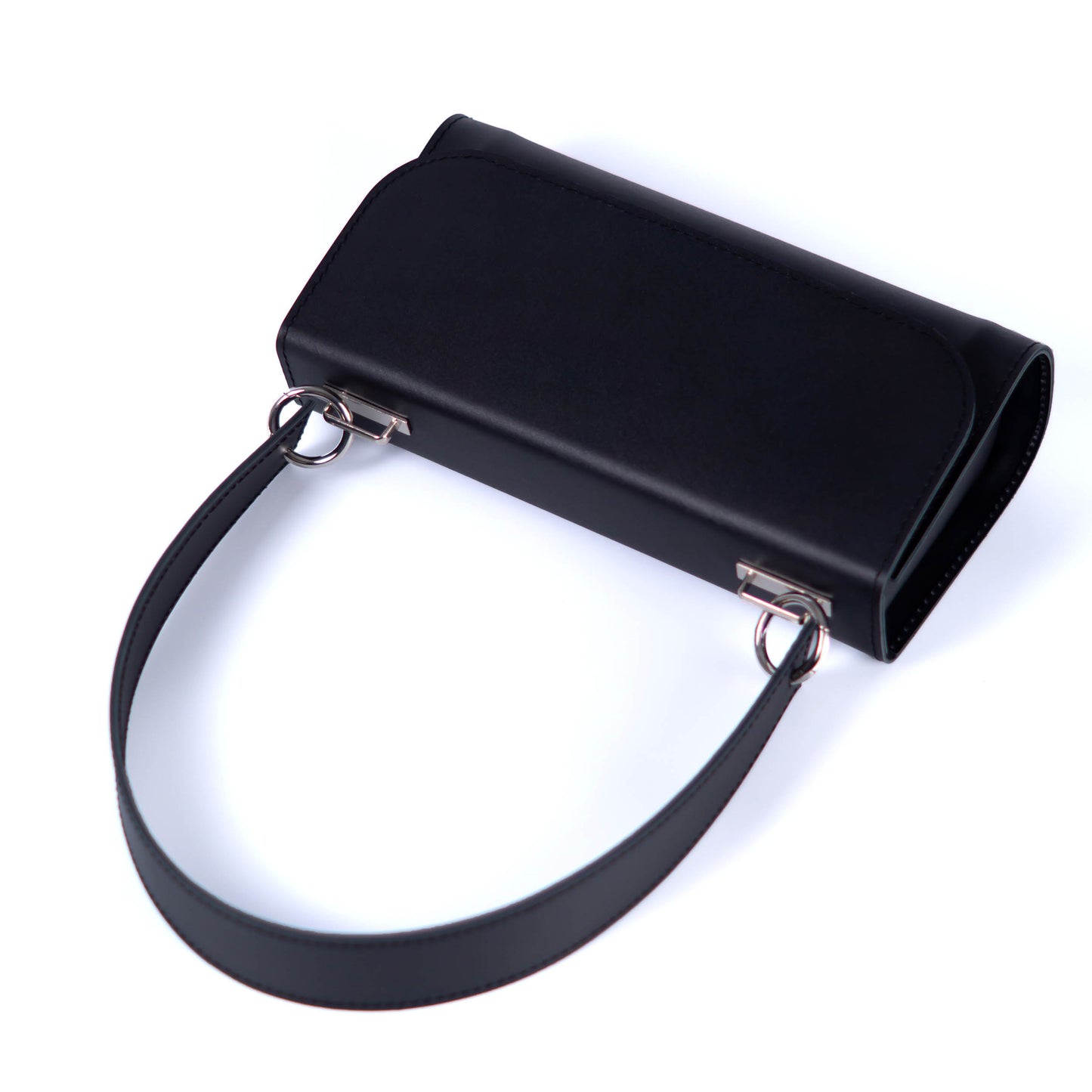 Black Leather Baguette Bag for Women - Pache Tabala
