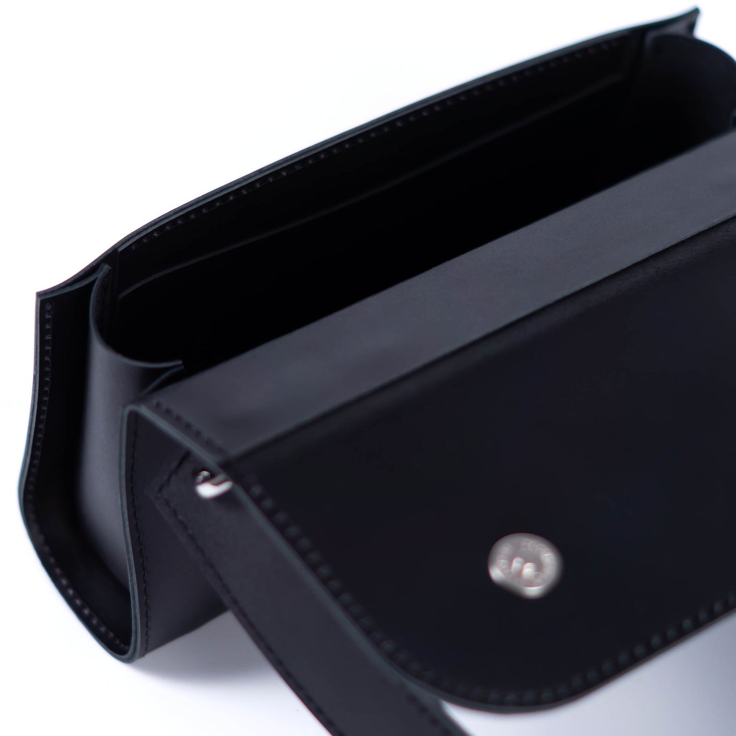Black Leather Baguette Bag for Women - Pache Tabala