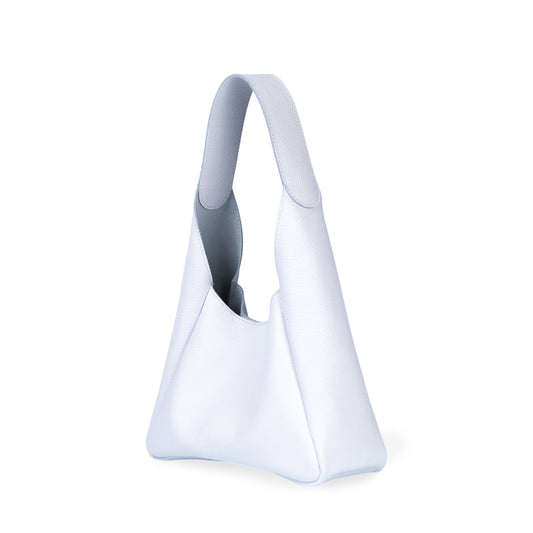 White Leather Hobo Bag for Women - Pache Torba - Pache