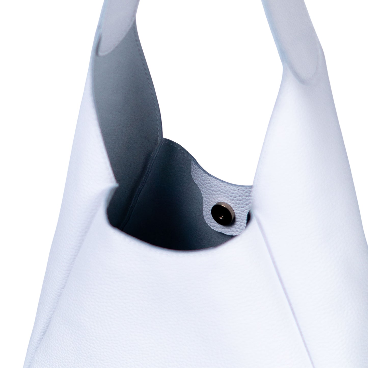 White Leather Hobo Bag for Women - Pache Torba - Pache