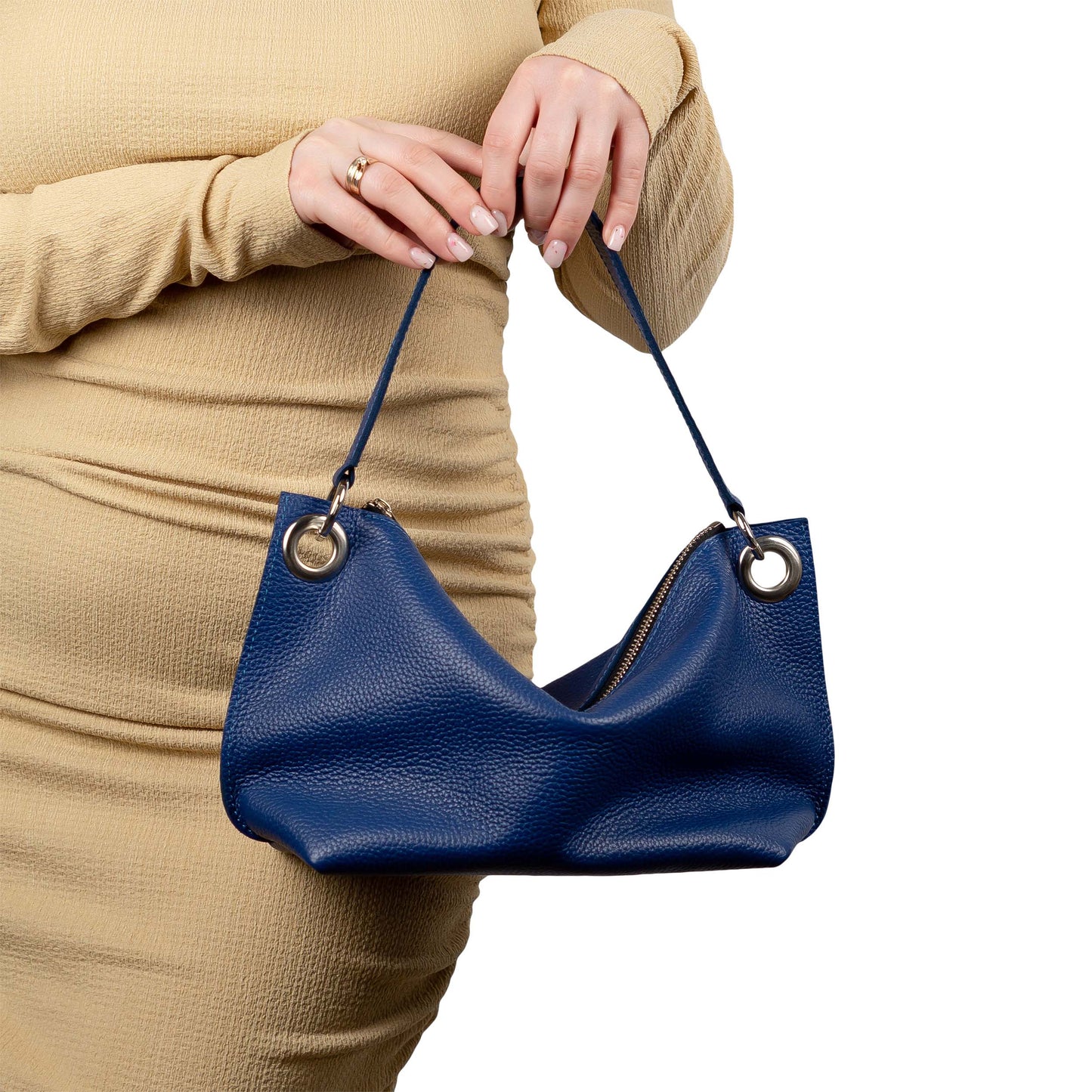 Blue Soft Leather Bag for Women - Pache Vivere
