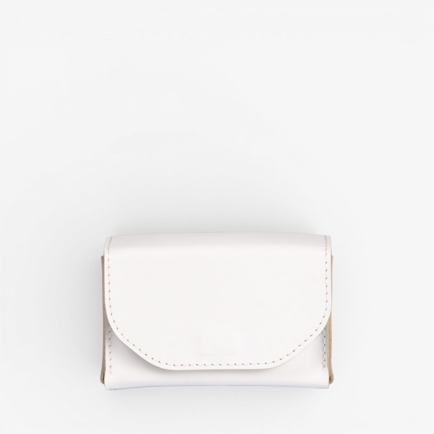 White Arcana tarot deck case open with structured leather shape and natural leather interior