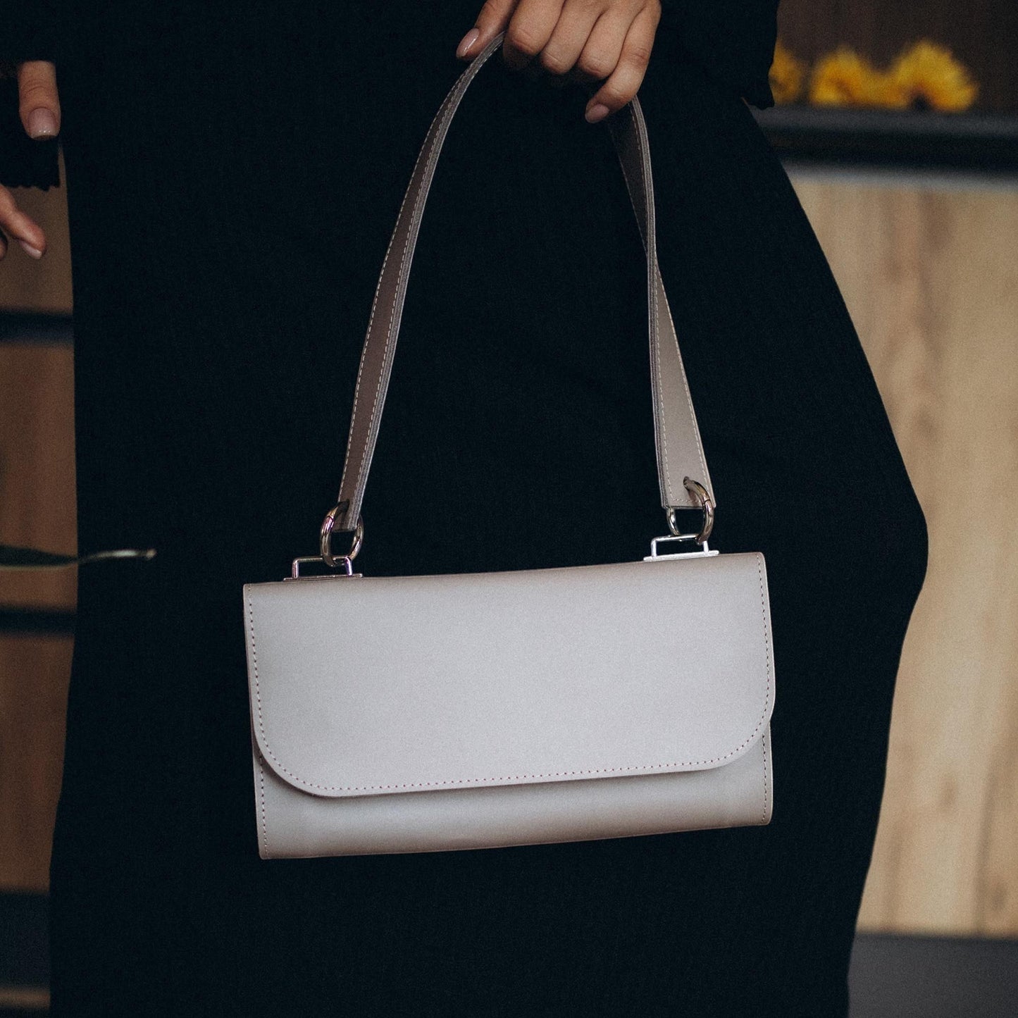 Brown Leather Baguette Bag for Women - Pache Tabala - Pache