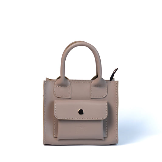 Gray Leather Mini Tote Bag for Women - Pache Sigil
