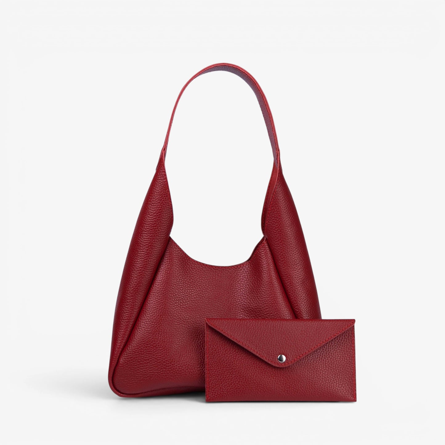 White Leather Hobo Bag for Women - Pache Torba - Pache