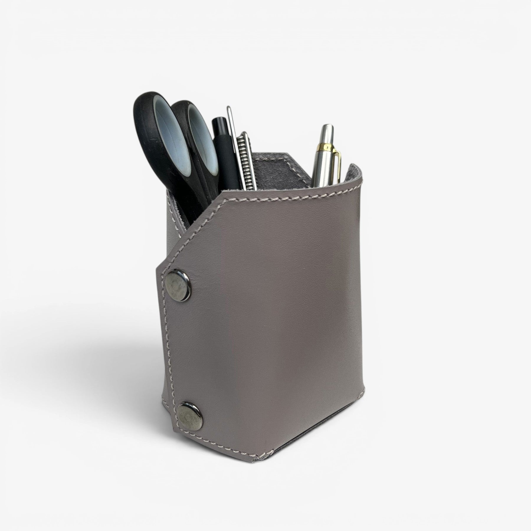 Brown Leather Organizer For Pens, Brushes & Desk Accessories - Pache