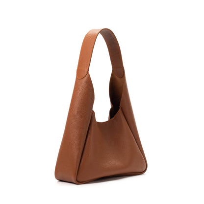 Cognac Brown Leather Hobo Bag for Women - Pache Torba