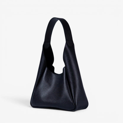 Black Leather Hobo Bag for Women - Pache Torba - Pache