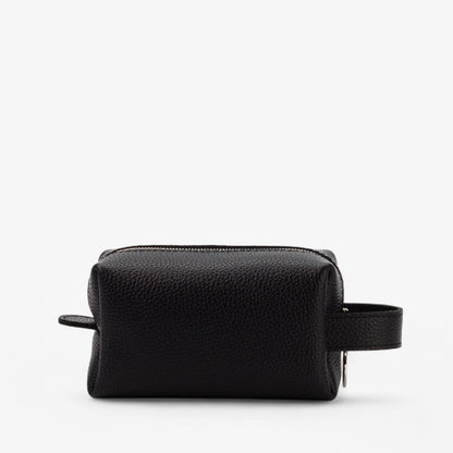 Black leather pouch on a white background