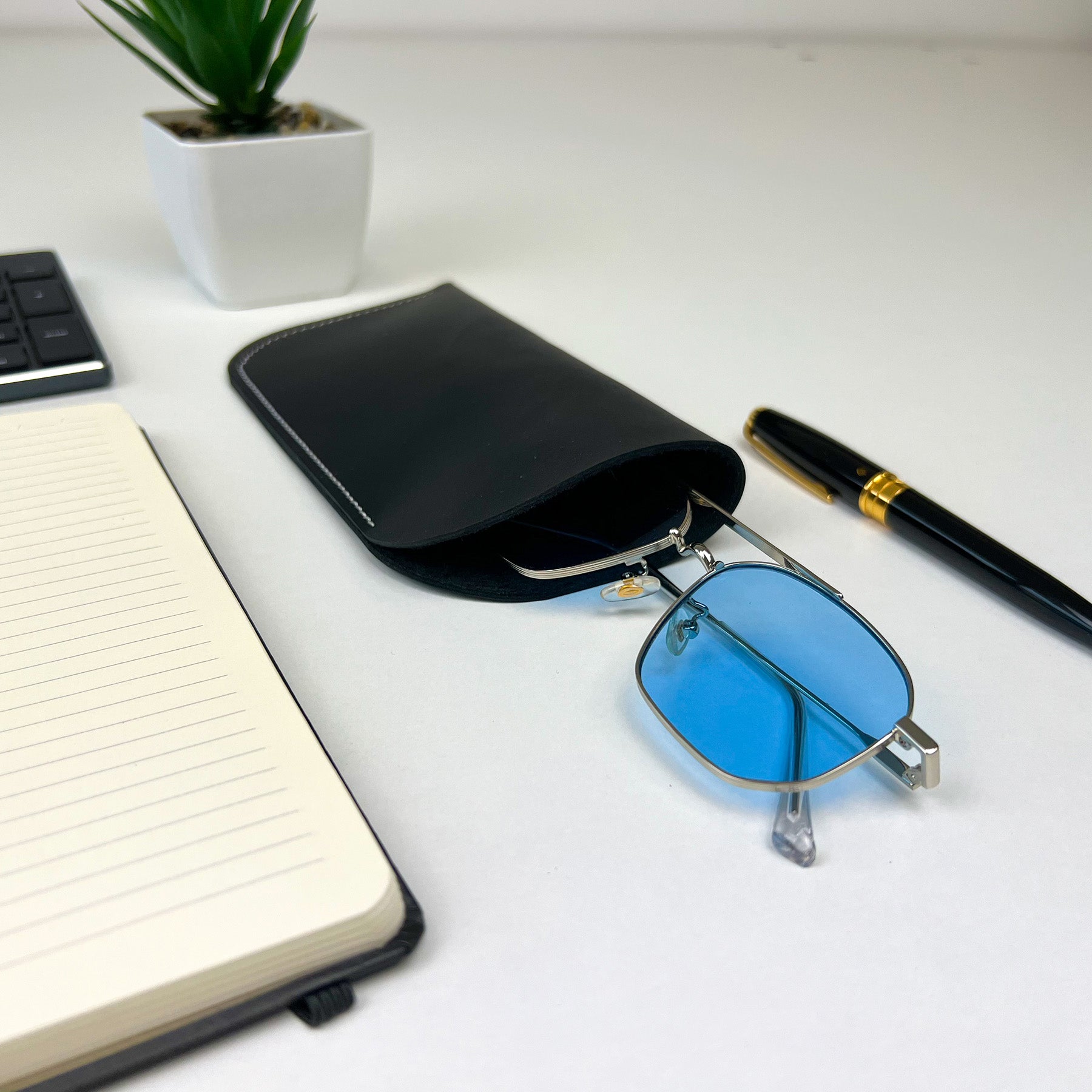 Black Leather Glasses Case - Pache Mili - Pache