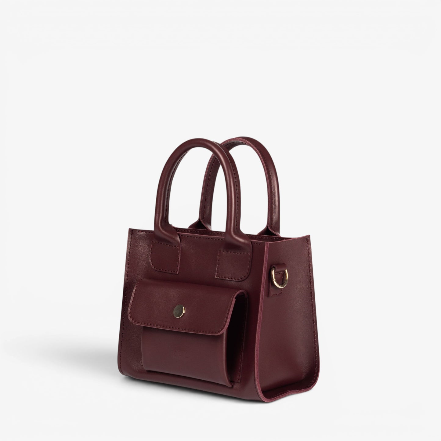 Burgundy Leather Mini Tote Bag for Women - Pache Sigil - Pache