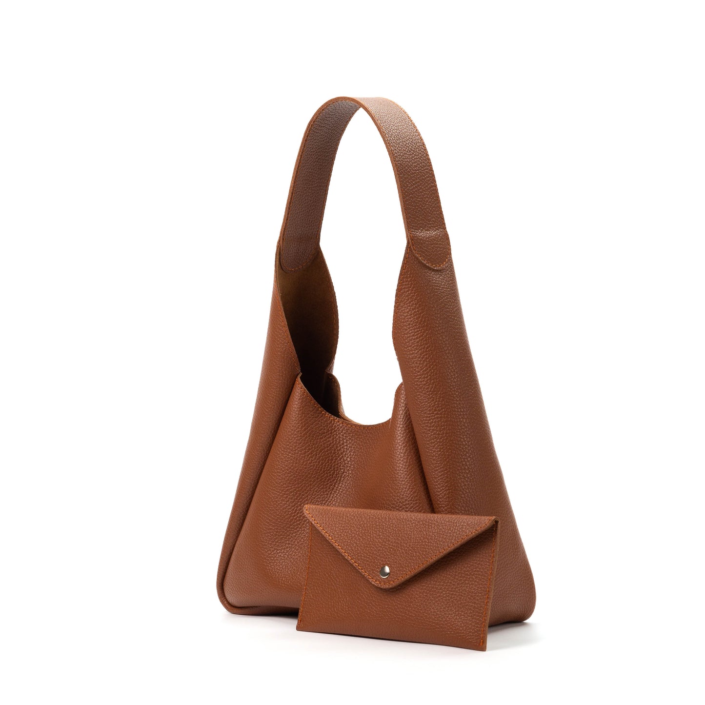 Cognac Brown Leather Hobo Bag for Women - Pache Torba